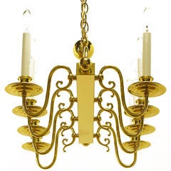 Retro Eight-Arm Linear Brass Rectangular Chandelier