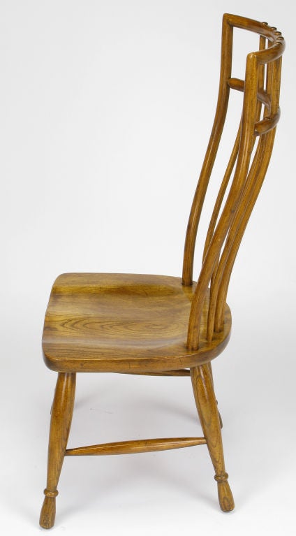 American Set Six Stylized High Back Windsor Dining Chairs By Hibriten