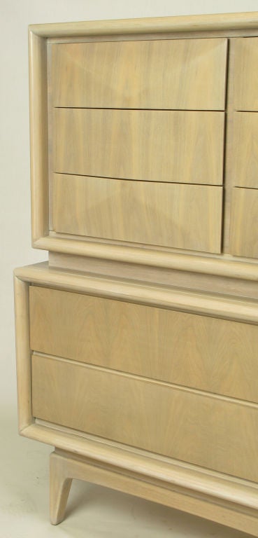 Bleached & Glazed Walnut Pyramidal Front Chest-On-Chest 2