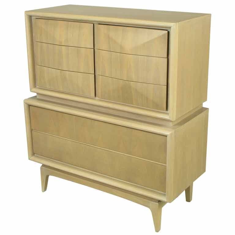 Bleached & Glazed Walnut Pyramidal Front Chest-On-Chest