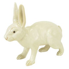 Vintage Life-Like Italian Majolica White Rabbit
