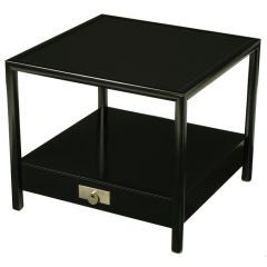 Michael Taylor For Baker Black Lacquer Two-Tier End Table