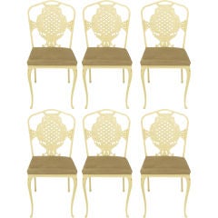 Six Molla Cast Aluminum Ivory Lacquer Dining Chairs