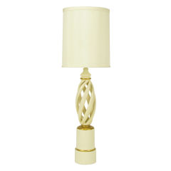 Vintage Frederick Cooper Ivory Lacquer & Gilt Carved Wood Table Lamp