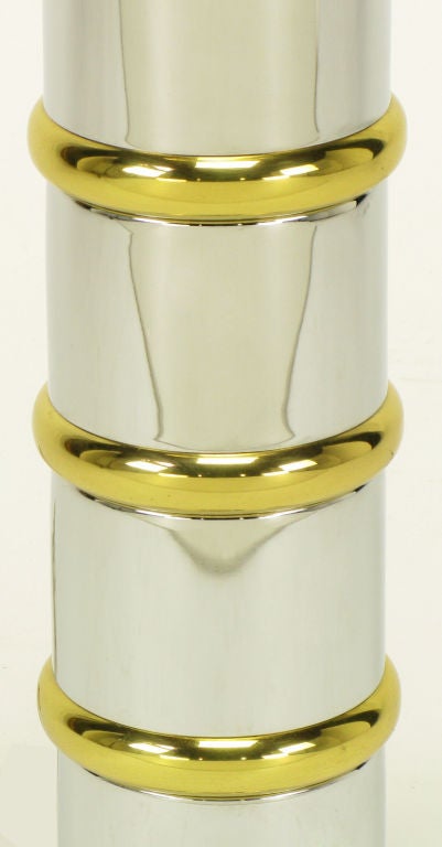 Chrome & Brass Segmented Column Table Lamp. For Sale 1