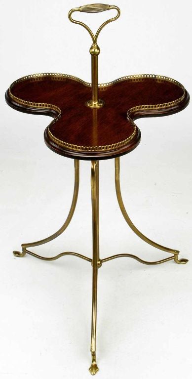 English Revolving Confection Server In Brass & Mahogany