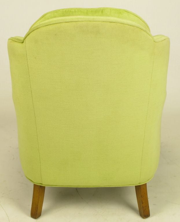 Pair Chartreuse Velvet Button Tufted Regency Lounge Chairs 3