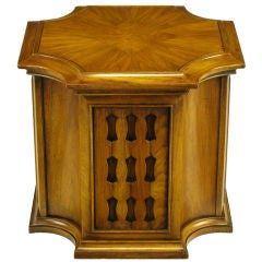 Neo-Gothic Reverse Quatrefoil Figured Walnut End Table W/Cabinet 12