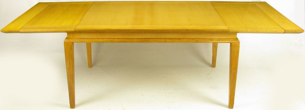 American 1950s Modern Oak Recessed Apron DIning Table
