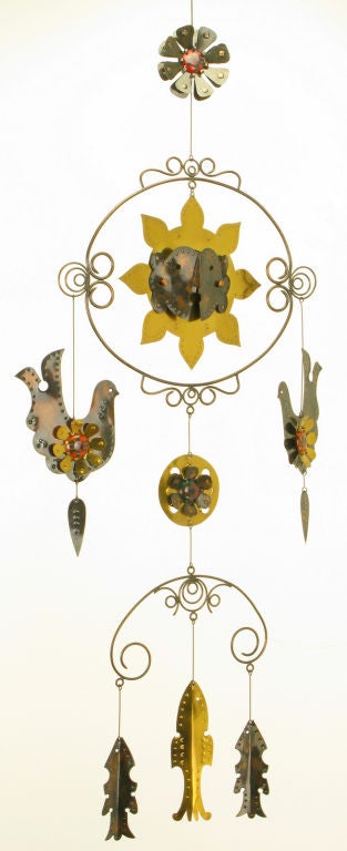 American Brass & Copper Decorative Mobile After Bustamante For Sale