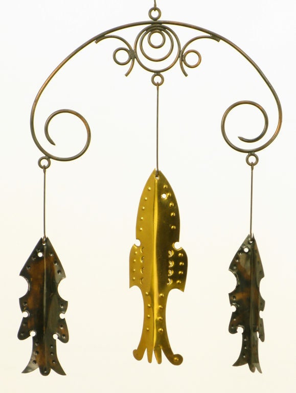 Brass & Copper Decorative Mobile After Bustamante For Sale 2