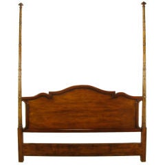 100" Tall Mahogany King Bed With Reeded Bamboo Posts