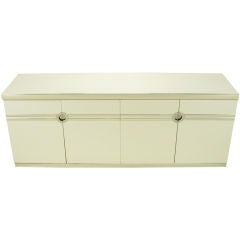 Signed Pierre Cardin Chrome & White Laminate Six Drawer Dresser.