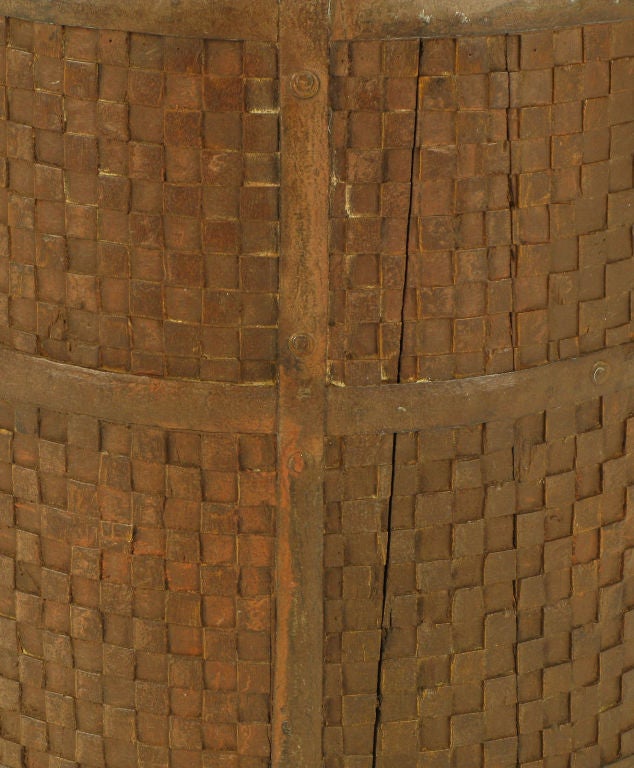 Late 20th Century Lang Levin Rustic Woven Basket Table Lamp