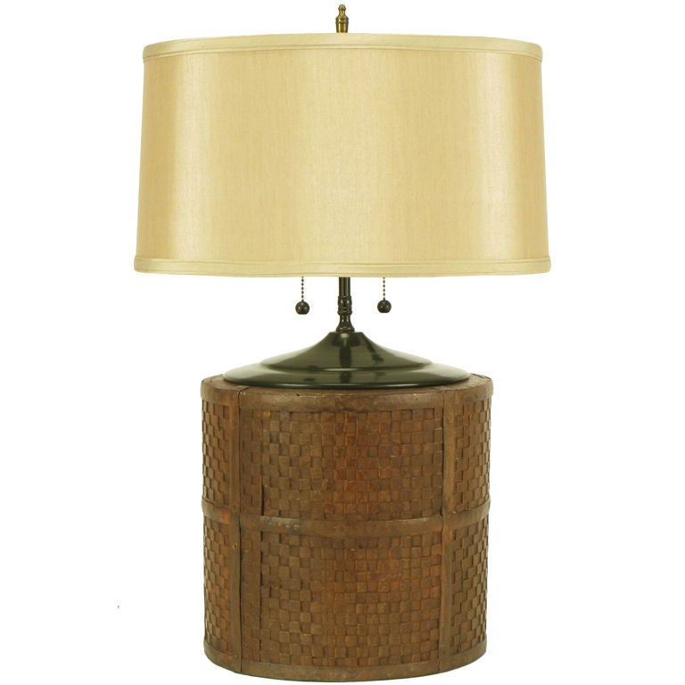 Lang Levin Rustic Woven Basket Table Lamp