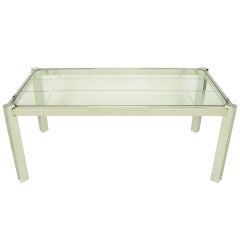 DIA Chrome & Etched Glass Canted Leg Dining Table