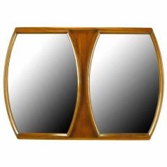 Walnut Framed Double Barrel Shaped Mirror