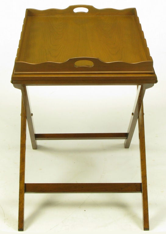 Mid-20th Century Baker Party Butler Table With Removable Tray & Butterfly Top