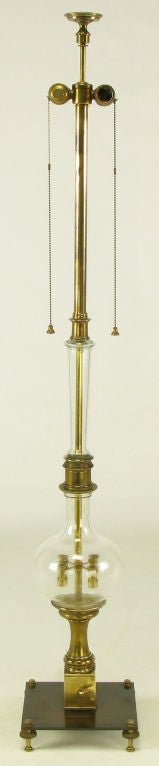 53" Tall Clear Glass & Brass Mechanical Table Lamp
