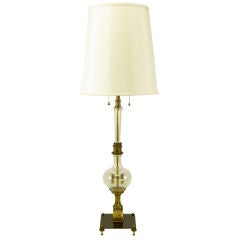 53" Tall Clear Glass & Brass Mechanical Table Lamp