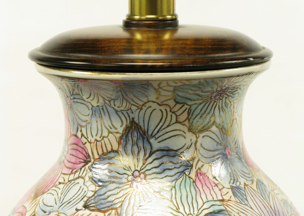 American Frederick Cooper Hand Painted & Gilt Porcelain Vase Table Lamp