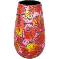 Large & Colorful Incised Pottery Vase