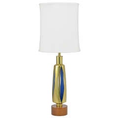 Rembrandt Brass and Azure Blue Table Lamp