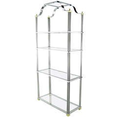 Chrome And Brass Canopied Four-Shelf Etagere 2