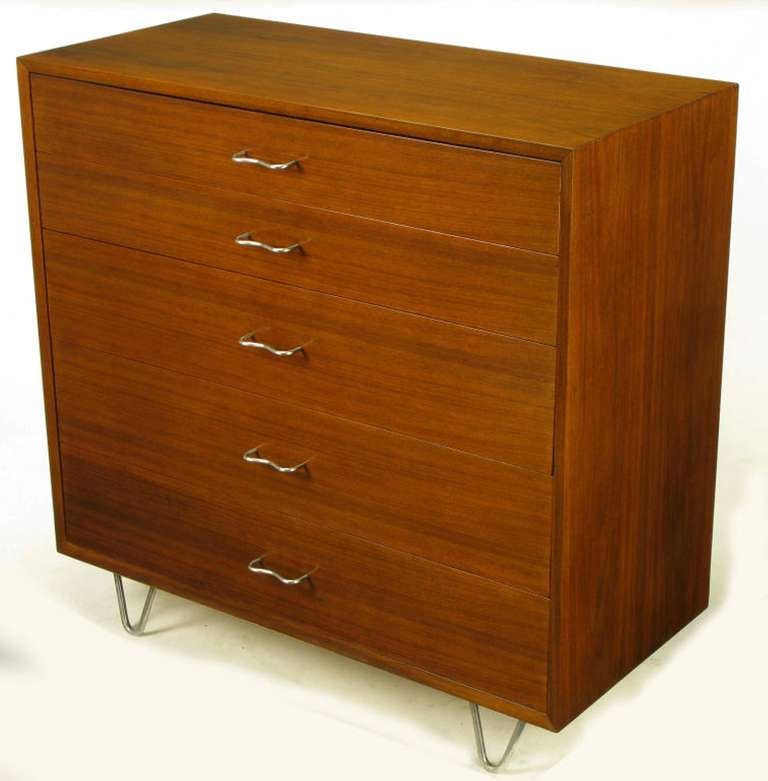 American George Nelson Mahogany Five-Drawer Tall Chest