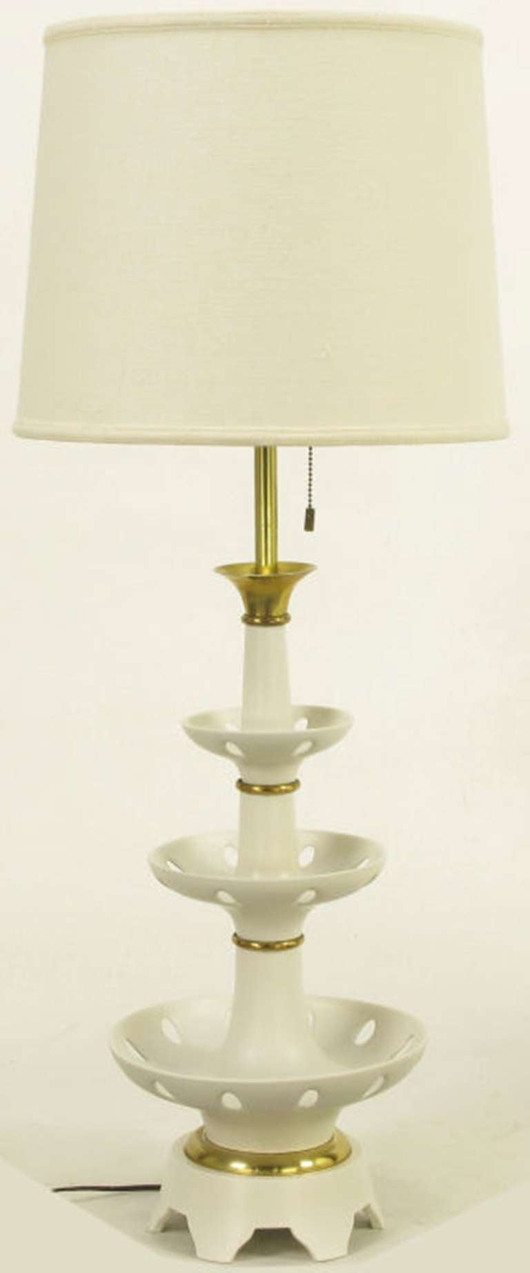 Lightolier Three-Tier Pierced Porcelain Table Lamp