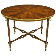 John Widdicomb Regency Center Table with Crotch Mahogany Parquetry Top 3