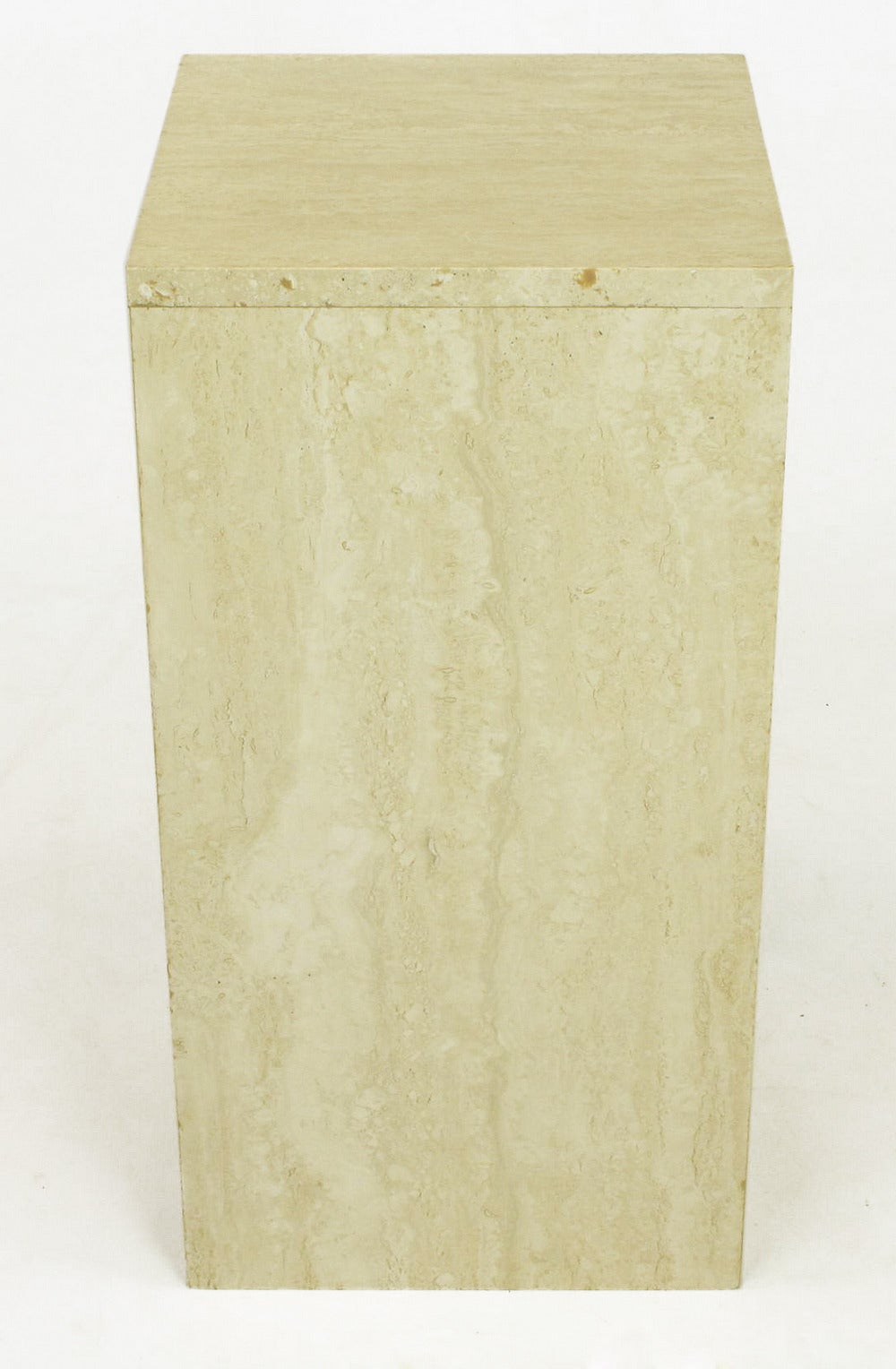 Late 20th Century Pair of Italian Travertine Pedestal Side Tables