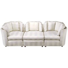 Dansen Contemporary for Hekman Modular Cream Stripe Silk/Cotton Sofa