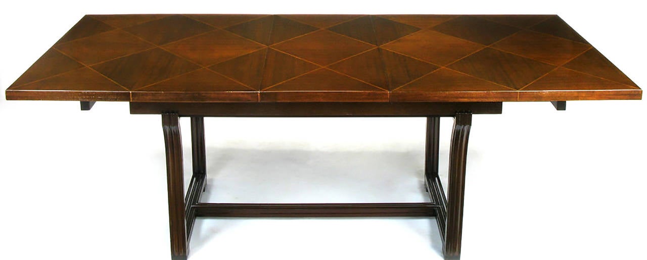 Mid-20th Century Rare Tommi Parzinger Parquetry Top Mahogany Dining Table For Sale