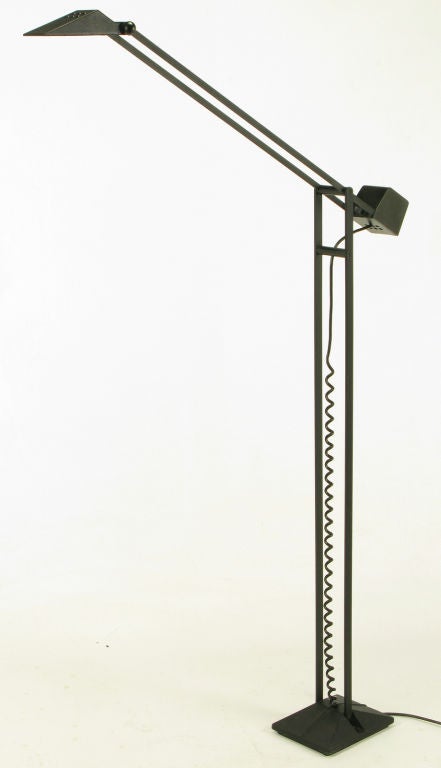 Black Lacquered Cast Iron & Steel Articulated Floor Lamp