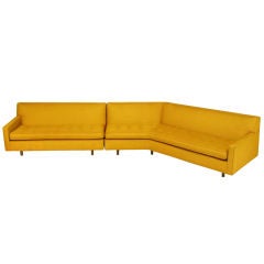 Harvey Probber Two Piece Button Tufted Wool Sectional Sofa