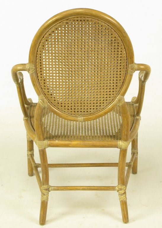 Set Six McGuire Rattan & Cane Louis XVI Inspired Dining Chairs. 1