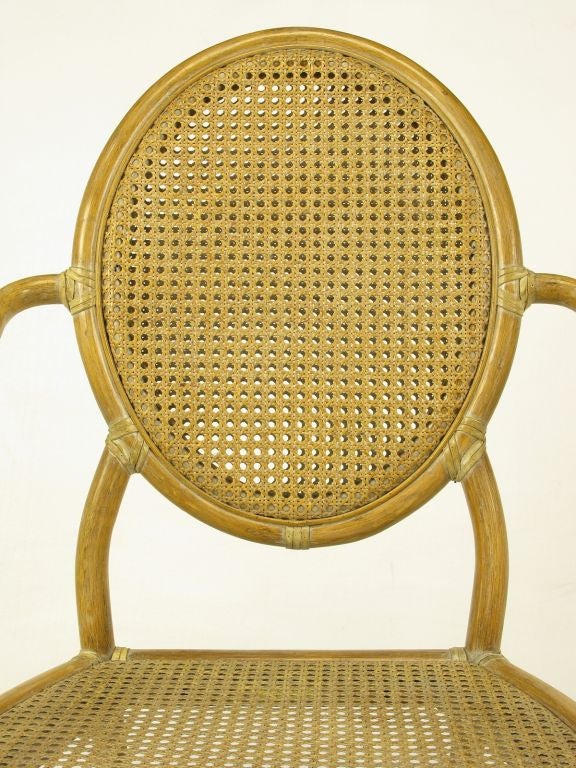 Set Six McGuire Rattan & Cane Louis XVI Inspired Dining Chairs. 3