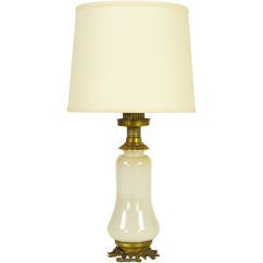 Crackle Glazed White Ceramic & Brass Regency Table Lamp. 5
