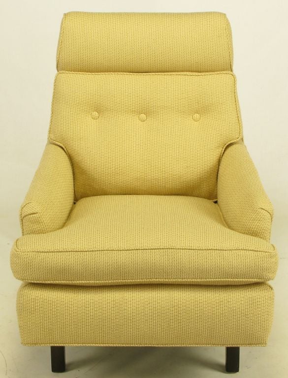 Edward Wormley Tall Back Lounge Chair In Light Saffron Linen