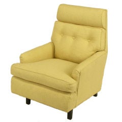 Edward Wormley Tall Back Lounge Chair In Light Saffron Linen
