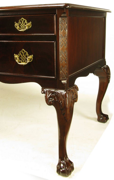 Sligh Mahogany & Tooled Leather Cabriole Leg Desk 1