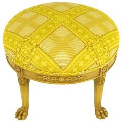 Round Lion's Paw Foot Empire Style Ottoman