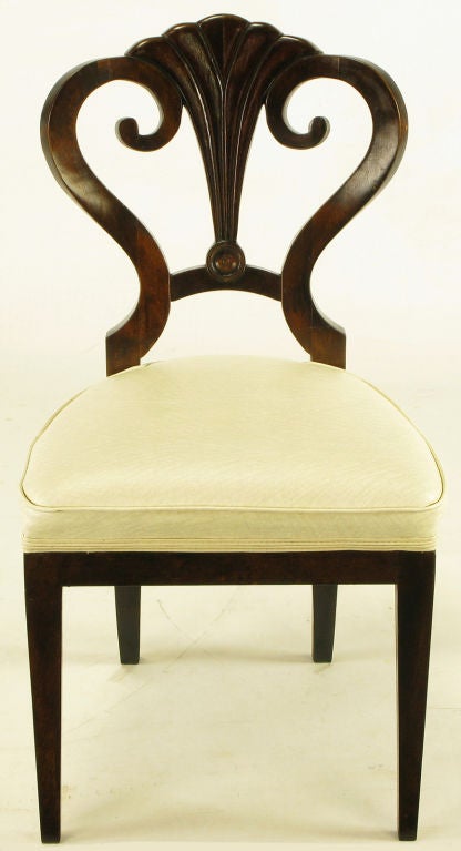 Six Figured Mahogany Biedermeier Style Dining Chairs