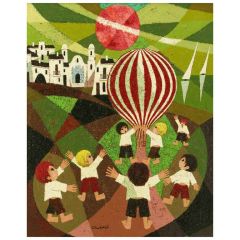 "Children at Play"  Impasto Oil Painting Signed Camu
