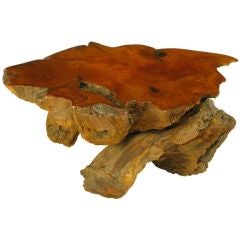 Vintage Burled Redwood End Table