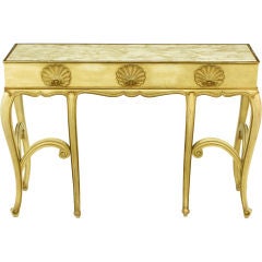 Regence Style Parcel Gilt & Ivory Lacquer Marble Top Console