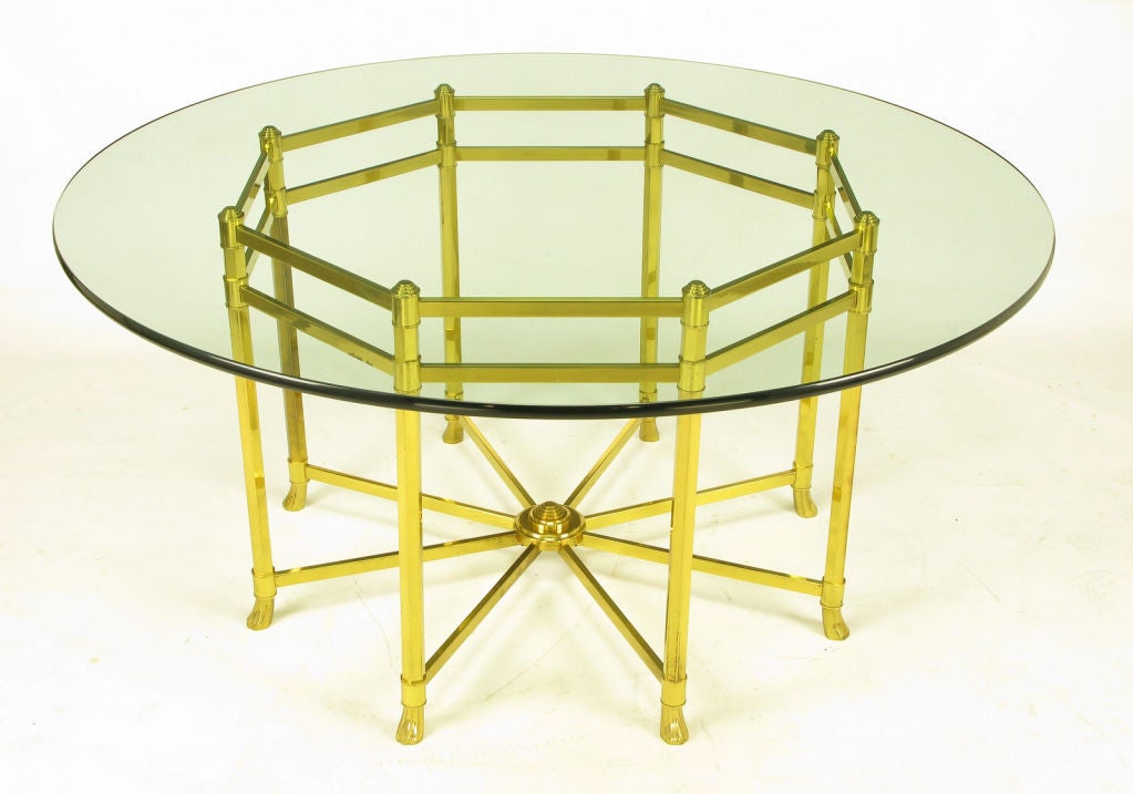 Large Octagonal Brass Dining Table With Hooved Feet at 1stDibs