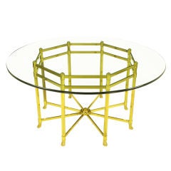 Large Octagonal Brass Dining Table With Hooved Feet