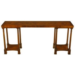 Neoclassical Burled Walnut Console Table